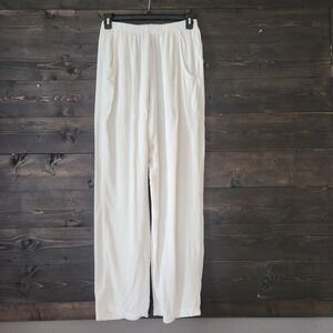 CP Shades Pants Womens M White Velvet Lounge Pull On Elastic Pockets 27"x28"